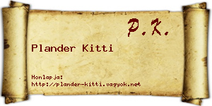 Plander Kitti névjegykártya